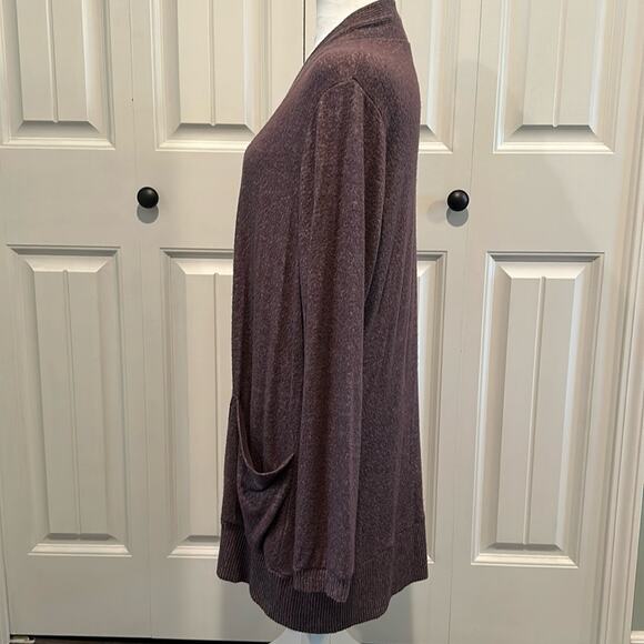 Bobeau XL Jemmy Heathered Purple Brushed Open Front Drape Cardigan Sweater - Picture 11 of 12
